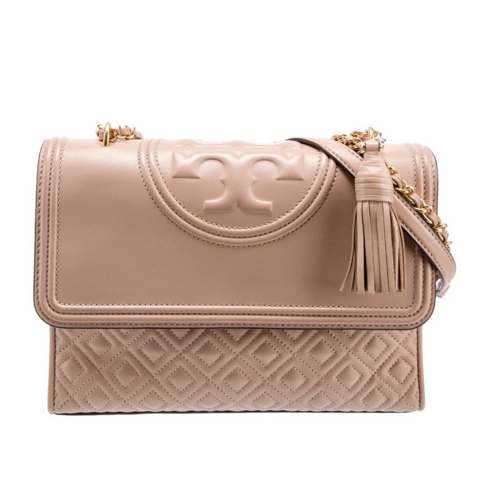 Tory Burch Beige Quilted Crossbody Bag
